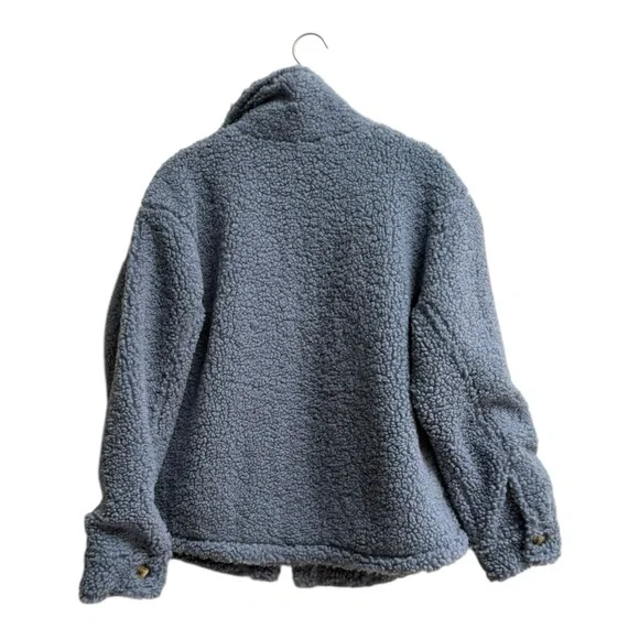 Haute Monde Cozy Blue Teddy Fleece Barn Jacket Button Up Shirt Jacket Sz M NWT - Picture 4 of 16